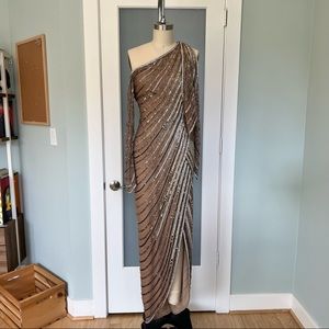 Vintage Bob Mackie Fully Embroidered Beaded Nude Gown